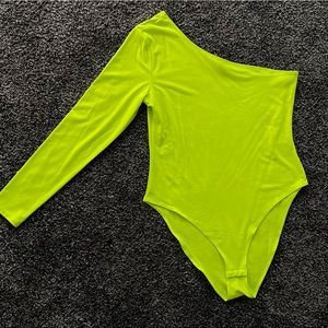 Neon Yellow One Shoulder Bodysuit